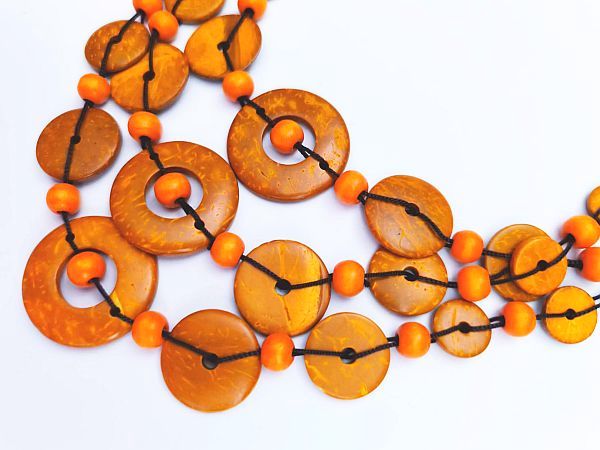 Náhrdelníky Coconut Natural Round - ORANŽOVÝ